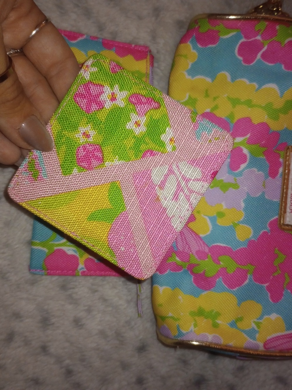 Lilly Pulitzer x Estée Lauder GWP 3 Pc Cosmetic Bag Pouch Mirror Set - Picture 5 of 6